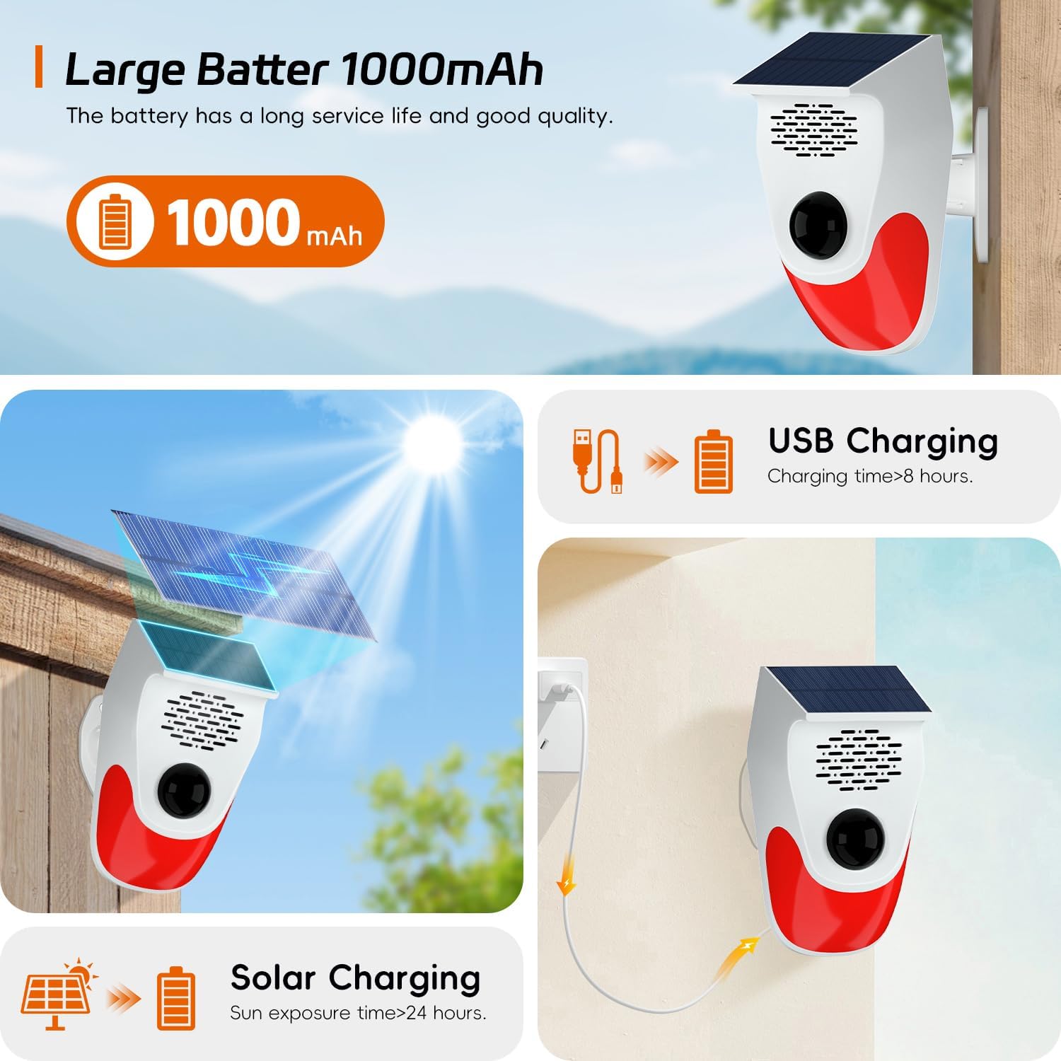 Large battery and solar charging